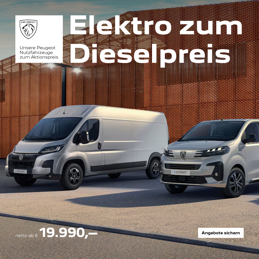 Peugeot NFZ Elektro zum Dieselpreis Peugeot NFZ Elektro zum Dieselpreis